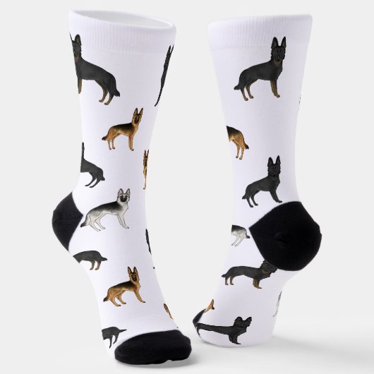 Duitse herder Schattige Cartoon Dogs Pattern Sokken (Gebogen)