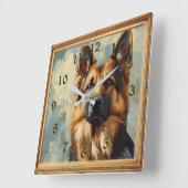Duitse herder schilderij look vierkante klok (Hoek)