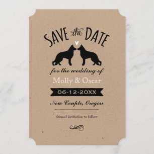 Duitse herder Silhouettes Wedding Save the Date
