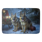 Duitse herder sneeuwslee kerstdecor badmat (Voorkant)