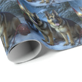 Duitse herder sneeuwslee kerstdecor cadeaupapier (Rol Hoek)