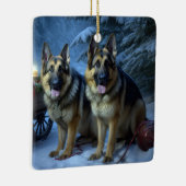 Duitse herder sneeuwslee kerstdecor keramisch ornament (Rechts)