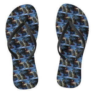Duitse herder sneeuwslee kerstdecor teenslippers