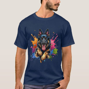 Duitse herder spat van kleur t-shirt