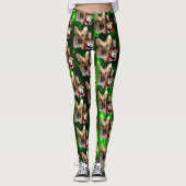 Duitse herder, Speelgoed rendier, groene sneeuwvlo Leggings (Voorkant)