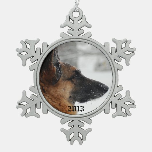 Duitse herder tin sneeuwvlok ornament (Voorkant)