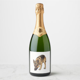 Duitse herder Tracking Sparkling Wijnetiket
