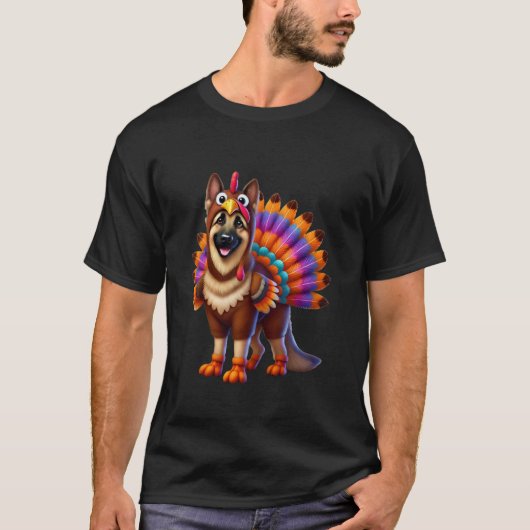 Duitse Herder Turkije Grappige Thanksgiving Dier D T-shirt (Voorkant)