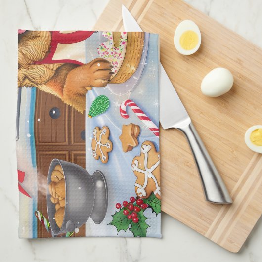 Duitse herder vakantie bakken: feestelijke kerst theedoek (Quarter Fold)