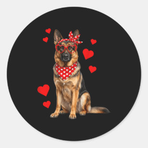Duitse Herder Valentijnsdag Hond Liefhebber Hart Ronde Sticker