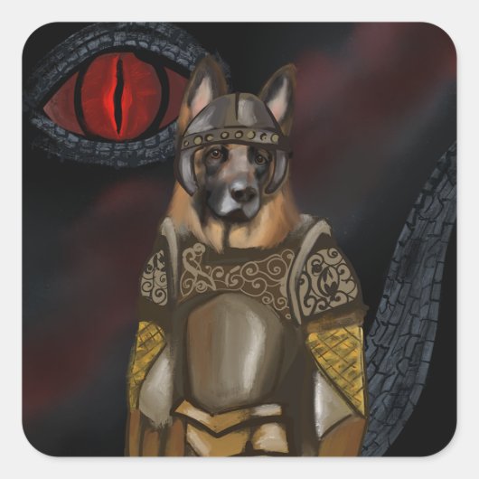 Duitse Herder Vierkante Sticker (Voorkant)