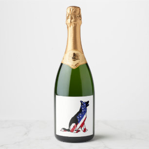 Duitse herder VS vlag patriottische hond Sparkling Wijnetiket