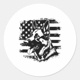 Duitse herder VS vlag Zonnebril Patriottische 4e v Ronde Sticker