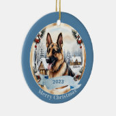 Duitse Herder waterverf hondenkunst Keramisch Ornament (Rechts)