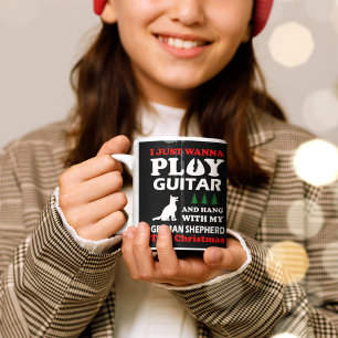 duitse herder wil gewoon gitaar spelen koffiemok