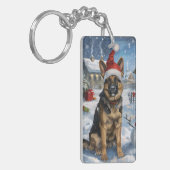 Duitse herder Winter Wonderland Christmas Joy Sleutelhanger (Voorkant Links)