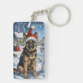 Duitse herder Winter Wonderland Christmas Joy Sleutelhanger (achterkant)