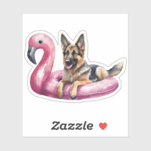 Duitse Herder Zomer Zwembad Floatie Waterverf Sticker