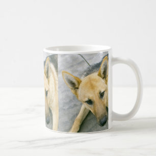 Duitse-herder-zwart en crème koffiemok