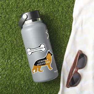 Duitse Herder Zwart en Lichtbruin Naam Silhouette Sticker