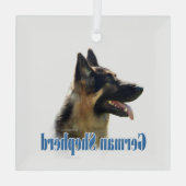 Duitse Herder (zwart/tan) Naam Glas Ornament (Achterkant)
