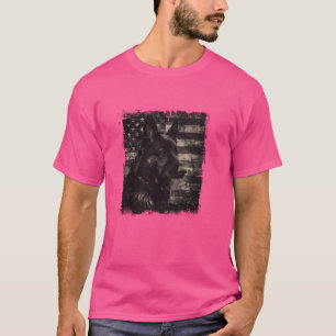 Duitse herder zwarte hond vader patriottisch Ameri T-shirt