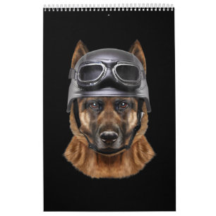 duitse herderhond helmet gift voor motorrijder kalender