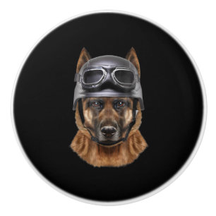 Duitse herderhond helmet gift voor motorrijder keramische knop