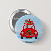 Duitse herderhond in auto met kerstman ronde button 5,7 cm (Voorkant /achterkant)