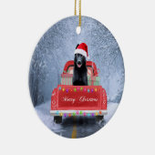 Duitse herderhond in sneeuw met Kerstmis  Keramisch Ornament (Rechts)