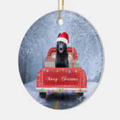 Duitse herderhond in sneeuw met Kerstmis  Keramisch Ornament (Links)