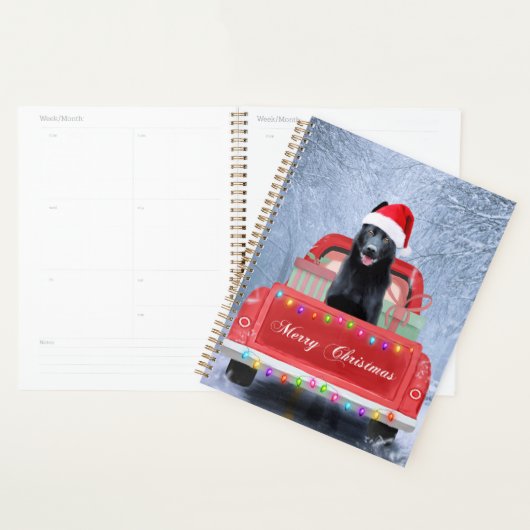 Duitse herderhond in sneeuw met Kerstmis Planner (Display)