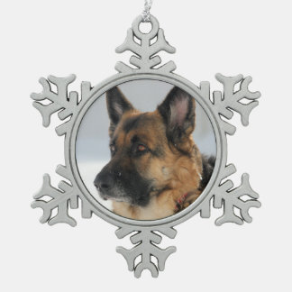 Duitse herderhond in Sneeuwflake Ornament