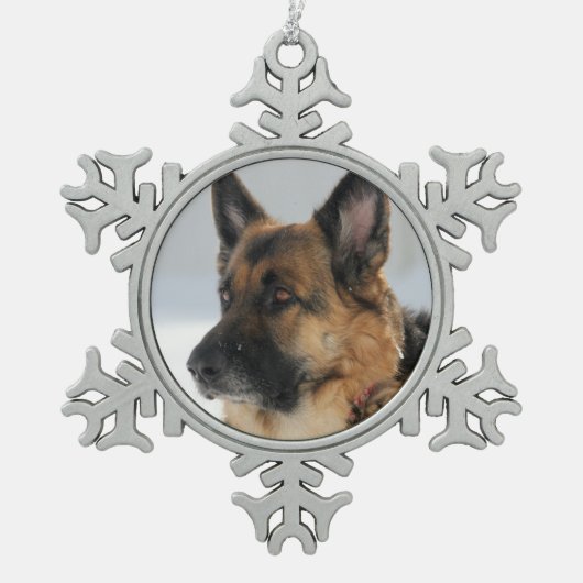 Duitse herderhond in Sneeuwflake Ornament (Voorkant)