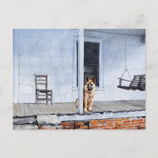 Duitse herderhond op de Porch Briefkaart (Voorkant)