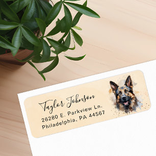 Duitse Herderhond Retouradreslabel Etiket
