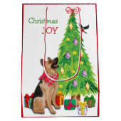 Duitse herderhond, vogel en kerstboom medium cadeauzakje (Achterkant)