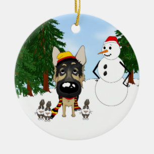 Duitse herderkerst keramisch ornament