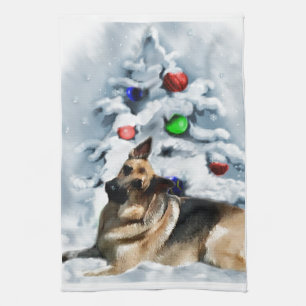 Duitse herderkerst theedoek