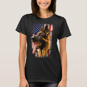 Duitse herderpatriottische Amerikaanse vlag : 4e v T-shirt