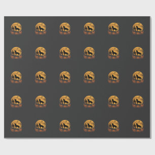 Duitse Herders Halloween Maan Pompoen Ontwerp_1 Cadeaupapier