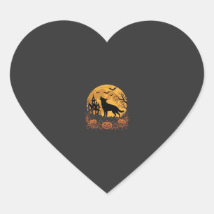 Duitse Herders Halloween Maan Pompoen Ontwerp_1 Hart Sticker