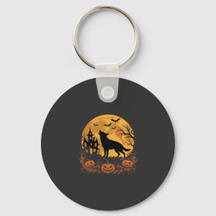 Duitse Herders Halloween Maan Pompoen Ontwerp_1 Sleutelhanger