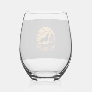 Duitse Herders Halloween Maan Pompoen Ontwerp_1 Wijnglas Zonder Voet