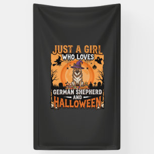 Duitse Herders Halloween Meisje Heks Hond Ontwerp Spandoek
