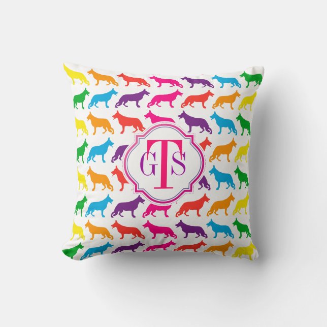 Duitse Herders Monogram Kussen (Voorkant)
