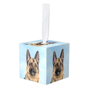 Duitse herderschilderkunst - Kute Original Dog Art Kubus Ornament