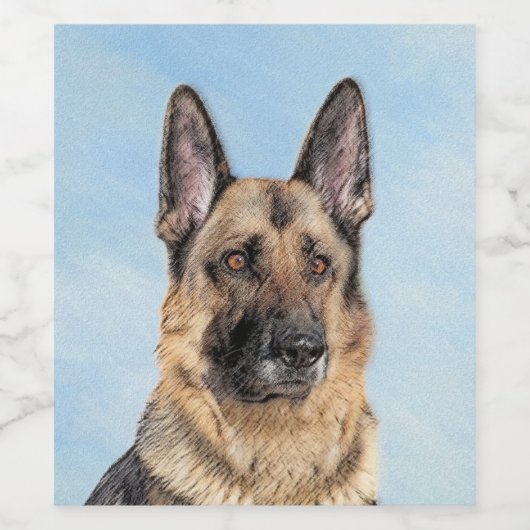 Duitse herderschilderkunst - Kute Original Dog Art Wijn Etiket (Enkel label)