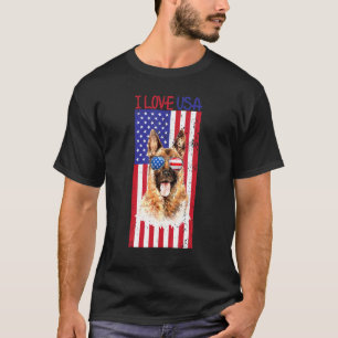 Duitse Herdershond 4 juli T-shirt Amerikaanse Vlag