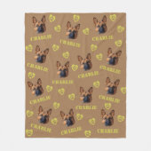 Duitse herdershond, aangepaste foto en naam herhal fleece deken (Voorkant)